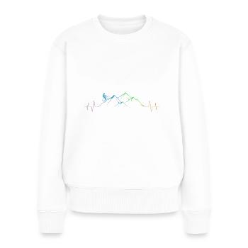Mountainbiker auf Berg - - Frauen Premium Bio Pullover - Weiß - Vorne - Julia (174cm)