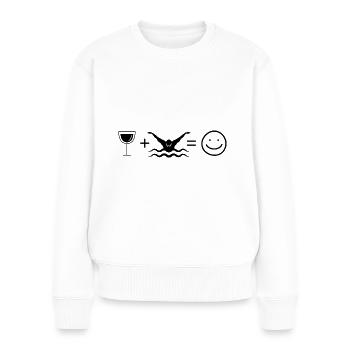 Wein Smile Face und Schwimmen - - Frauen Premium Bio Pullover - Weiß - Vorne - Julia (174cm)