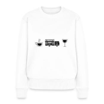 Kaffeewein und Feuerwehr - (2) - Frauen Premium Bio Pullover - Weiß - Vorne - Julia (174cm)