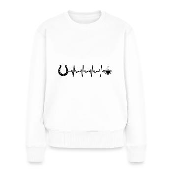 Heartbeat Café et Cheval - - Pull Premium bio Femme - blanc - Devant - Julia (174cm)