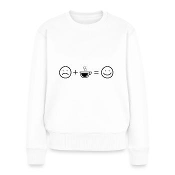 Smile Face et café - - Pull Premium bio Femme - blanc - Devant - Julia (174cm)