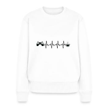 Kaffee-Heartbeat-Spiel - GA - Frauen Premium Bio Pullover - Weiß - Vorne - Julia (174cm)