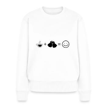 Kaffee Smile Face und Box 1 - - Frauen Premium Bio Pullover - Weiß - Vorne - Julia (174cm)