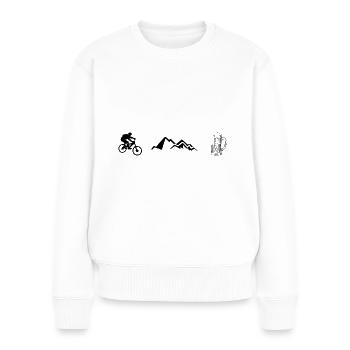 Radfahren, Berge und Bier - - Frauen Premium Bio Pullover - Weiß - Vorne - Julia (174cm)