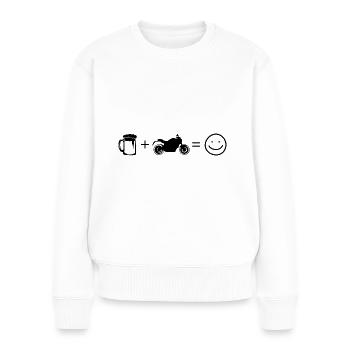 Bier Smile Face und Motorrad 1 - (MOTORRAD) - Frauen Premium Bio Pullover - Weiß - Vorne - Julia (174cm)