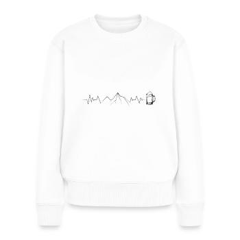 Herzschlag Berg und Bier - - Frauen Premium Bio Pullover - Weiß - Vorne - Julia (174cm)