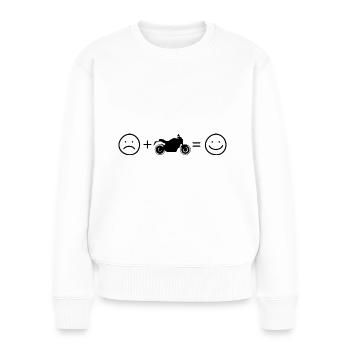 Smile Face und Motorrad - (MOTORRAD) - Frauen Premium Bio Pullover - Weiß - Vorne - Julia (174cm)