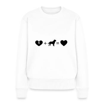 Broken Heart Heart and Dog - (do) - Women's Premium Organic Jumper - white - Front - Julia (174cm)