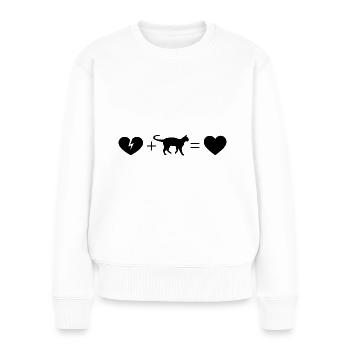 Cœur brisé et chat - - Pull Premium bio Femme - blanc - Devant - Julia (174cm)