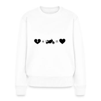 Gebrochenes Herz Herz und Motorrad 1 - (MOTORRAD) - Frauen Premium Bio Pullover - Weiß - Vorne - Julia (174cm)