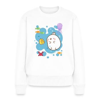 Molang Piu Piu Meerestiere Abenteuer Meer - Frauen Premium Bio Pullover - Weiß - Vorne - Julia (174cm)