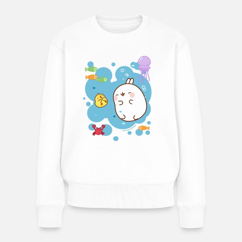 Molang Piu Piu Meerestiere Abenteuer Meer - Frauen Premium Bio Pullover - Weiß