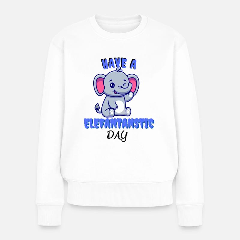 Elefantastic Day Elephant Drôle Dire drôle - Pull Premium bio Femme - blanc