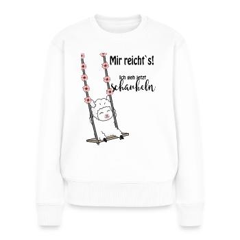 Mir reichts ich geh schaukeln - alpaka - Frauen Premium Bio Pullover - Weiß - Vorne - Julia (174cm)