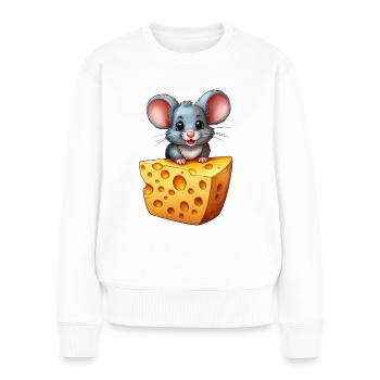 A mouse on a piece of cheese - Women's Premium Organic Jumper - white - Front - Julia (174cm)