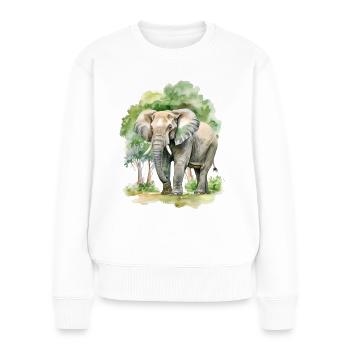 Ein Elefant in Afrika - Frauen Premium Bio Pullover - Weiß - Vorne - Julia (174cm)
