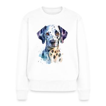 Dalmatiner - Frauen Premium Bio Pullover - Weiß - Vorne - Julia (174cm)