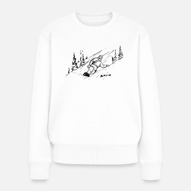 Snowboarder Freeride Design - Frauen Premium Bio Pullover - Weiß