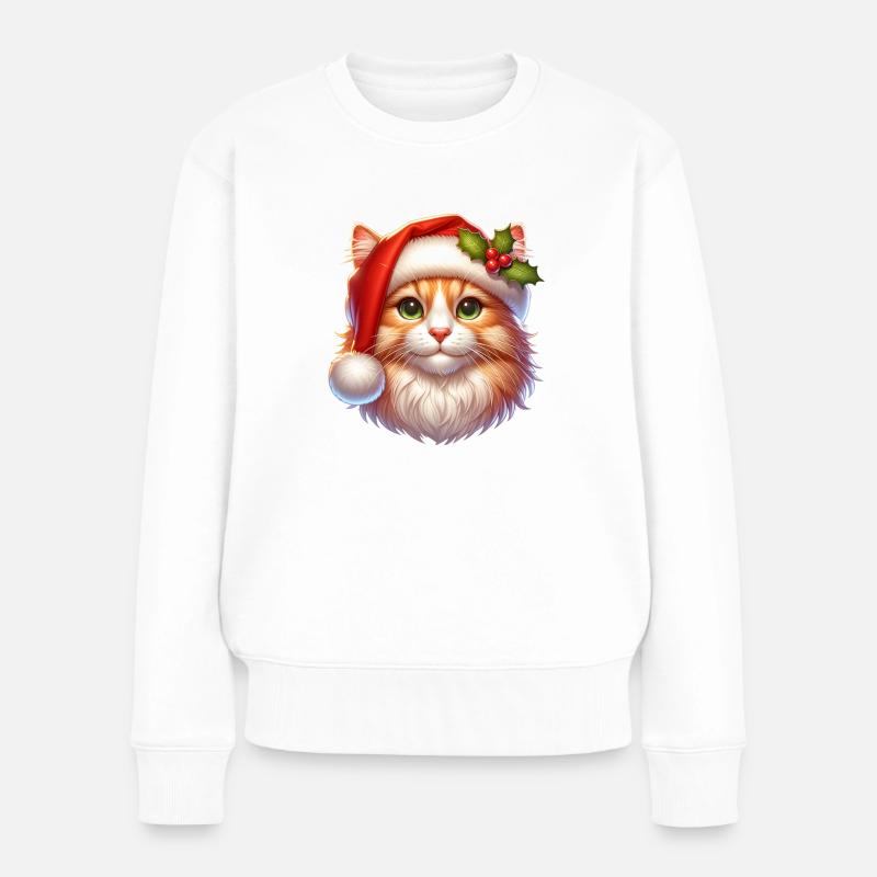 Katzen Weihnachts - Frauen Premium Bio Pullover - Weiß