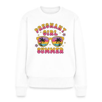 Sommer Schwangerschaftsdesign Für Bald Mamis - Frauen Premium Bio Pullover - Weiß - Vorne - Julia (174cm)
