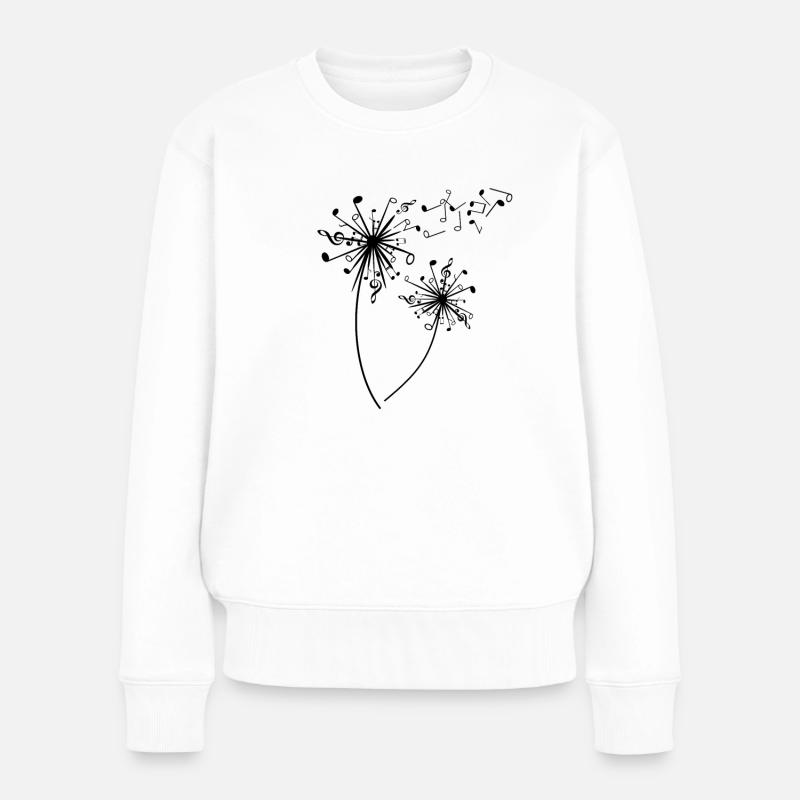 Noten Musik Pusteblume Löwenzahn Natur Geschenk - Frauen Premium Bio Pullover - Weiß
