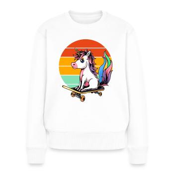 Licorne Skateboard Retro - Pull Premium bio Femme - blanc - Devant - Julia (174cm)