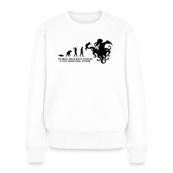 Cthulhu Evolution Lovecraft Necronomicon - Frauen Premium Bio Pullover - Weiß - Vorne - Julia (174cm)