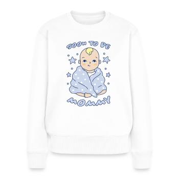 Bébé Maman Mère Grossesse Dire Cadeau - Pull Premium bio Femme - blanc - Devant - Julia (174cm)