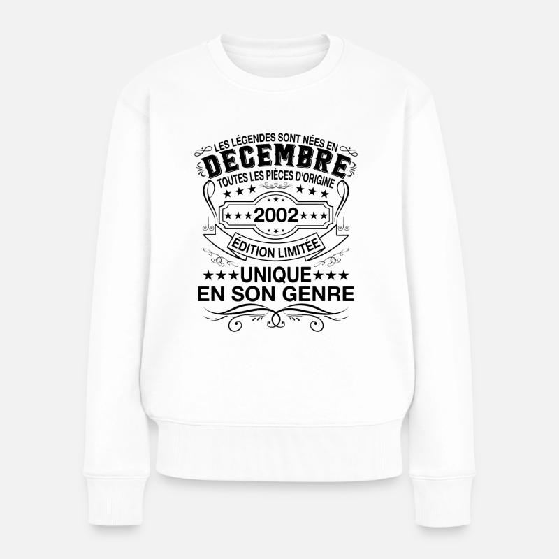 Les légendes sont nées en Décembre 2002 Cadeau - Pull Premium bio Femme - blanc