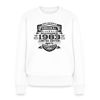 Original novembre 1983 Cadeau du 39e anniversaire - Pull Premium bio Femme - blanc - Devant - Julia (174cm)