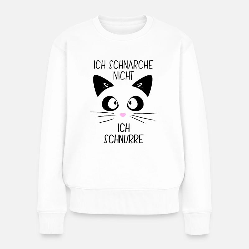Schlafshirt - Schnarche nicht Ich schnurre - Katze - Frauen Premium Bio Pullover - Weiß