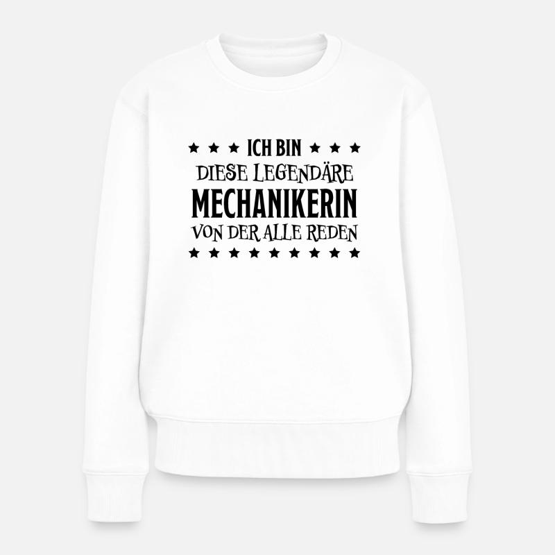 Mechanikerin Lustig Spruch Mechaniker Kfz Geschenk - Frauen Premium Bio Pullover - Weiß