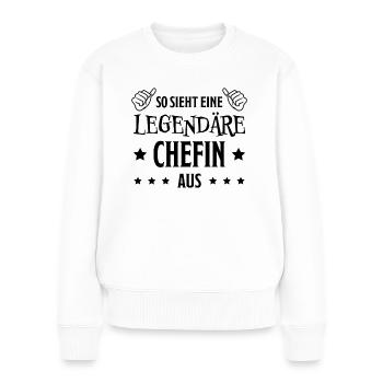 Chefin Mama Lustiger Spruch Familie Beruf Geschenk - Frauen Premium Bio Pullover - Weiß - Vorne - Julia (174cm)