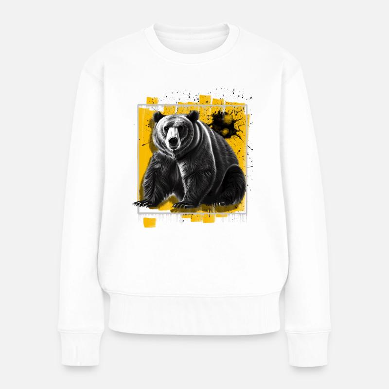 Bär - Frauen Premium Bio Pullover - Weiß