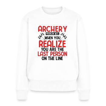 Bogenschießen Archery - Frauen Premium Bio Pullover - Weiß - Vorne - Julia (174cm)