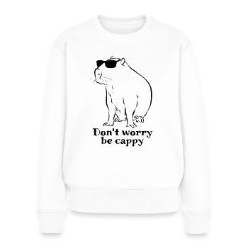 Don't worry be cappy - Capybara sketch - Frauen Premium Bio Pullover - Weiß - Vorne - Julia (174cm)