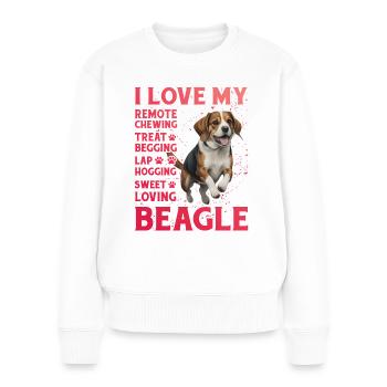 J’aime mon Beagle - Pull Premium bio Femme - blanc - Devant - Julia (174cm)