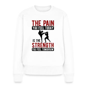 Kickboxing - Frauen Premium Bio Pullover - Weiß - Vorne - Julia (174cm)