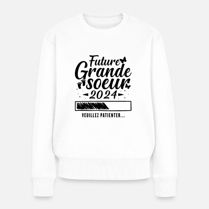 Zukünftige große Schwester 2024 - Frauen Premium Bio Pullover - Weiß