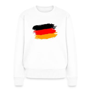 Ich liebe DEUTSCHLAND Shirt Fahne GERMANY STOLZ - Frauen Premium Bio Pullover - Weiß - Vorne - Julia (174cm)
