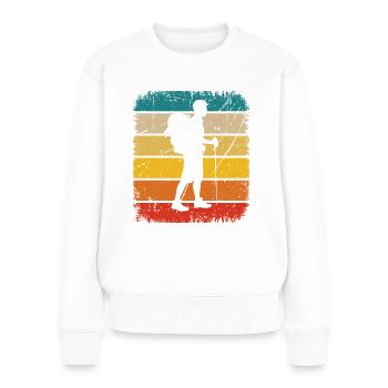 Vintage-Platz und Wandern - - Frauen Premium Bio Pullover - Weiß - Vorne - Julia (174cm)