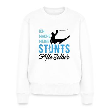 Ich Mache meine Stunts Alle Selber - (S.K) - Frauen Premium Bio Pullover - Weiß - Vorne - Julia (174cm)