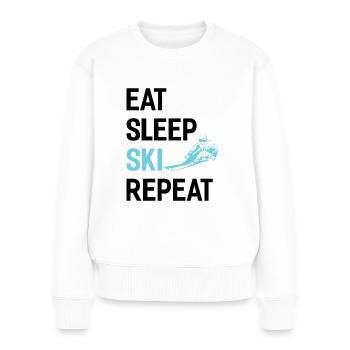 Eat Sleep Ski Repetition - (S.K) - Women's Premium Organic Jumper - white - Front - Julia (174cm)
