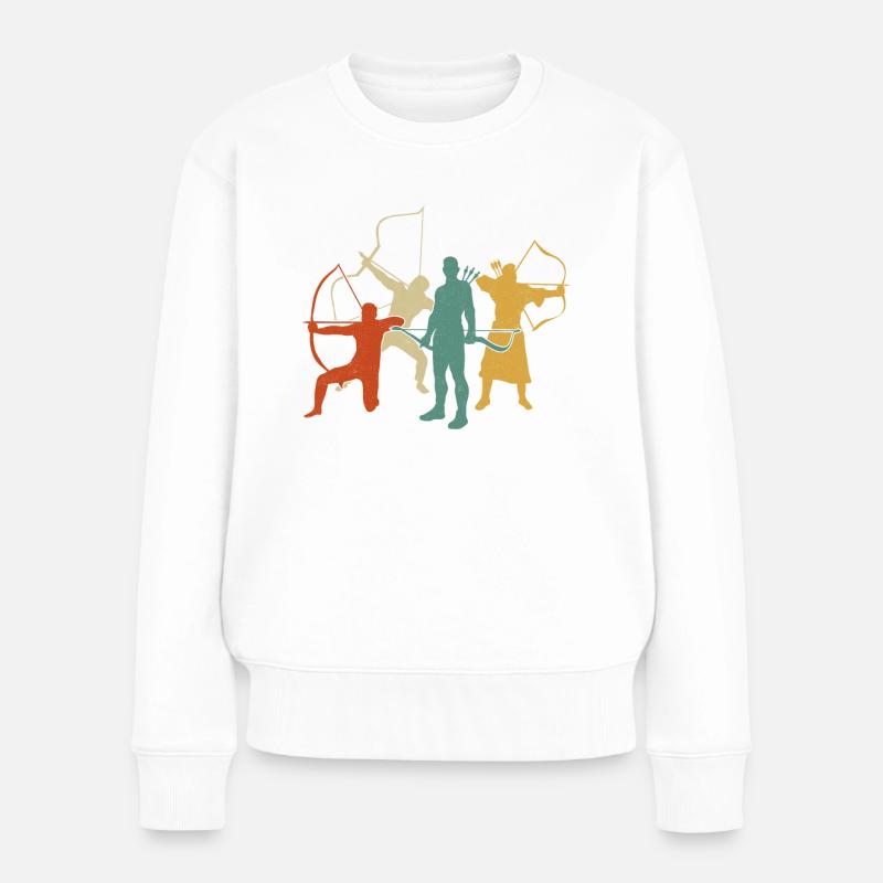 Archery Bow Archer Retro Vintage - Frauen Premium Bio Pullover - Weiß