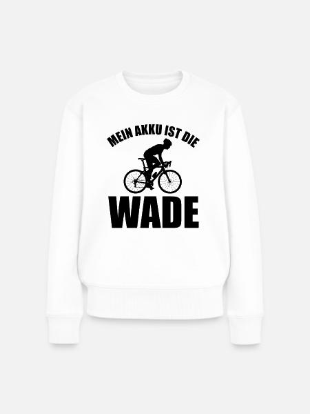 Mein Akku ist die Wade 2 - - Frauen Premium Bio Pullover - Weiß