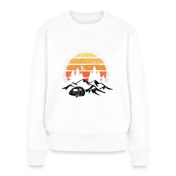 Camping Sonne Vintage - - Frauen Premium Bio Pullover - Weiß - Vorne - Julia (174cm)