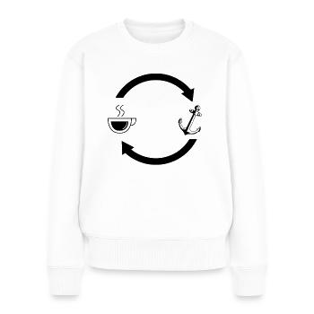 Kaffee laden Pfeile und Segeln 1 - - Frauen Premium Bio Pullover - Weiß - Vorne - Julia (174cm)