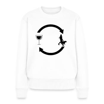 Flèches de vin et chien 2 - - Pull Premium bio Femme - blanc - Devant - Julia (174cm)