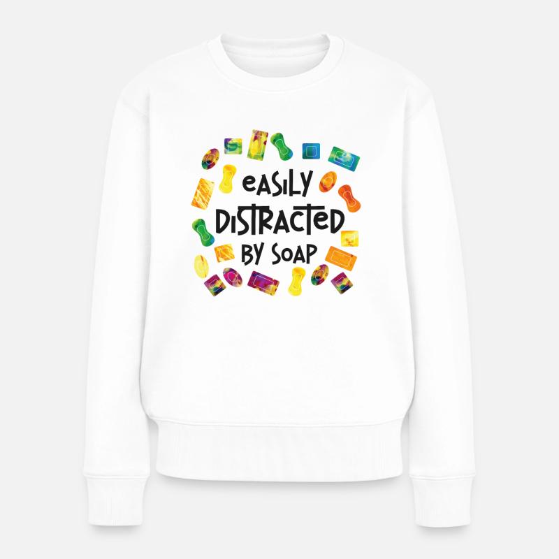 Soap Making Crafting Watercolor - Frauen Premium Bio Pullover - Weiß