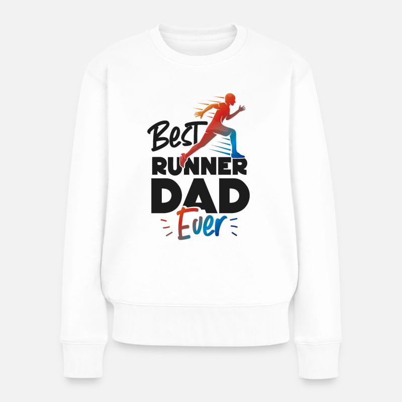 Coureur de course Semi-marathon Papa - Pull Premium bio Femme - blanc
